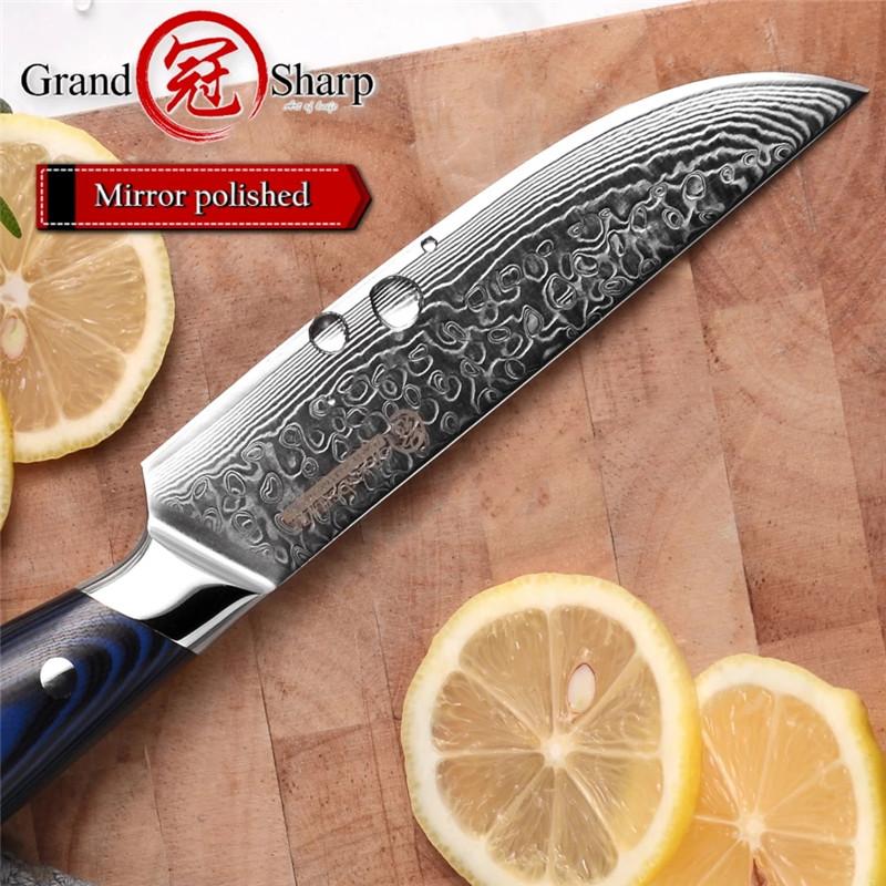 5-дюймовый нож для стейка VG10, японский дамасский нож из нержавеющей стали, кухонные инструменты для пиццы, столовые приборы шеф-повара с ручкой G10 GRANDSHARP