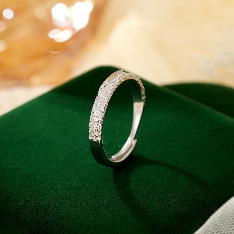 Weilan Heartbeat Кольца из серебра 925 пробы с нерегулярной текстурой для пар - Уникальный дизайн в виде баньянового дерева
