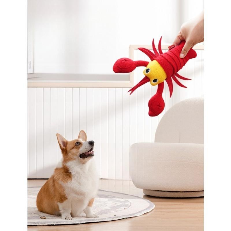 Shrimp Crab Plush Squeaky Dog Toy Hide Food Puzzle Rope Molar IQ Training Toy For Puppy Small Medium Dogs