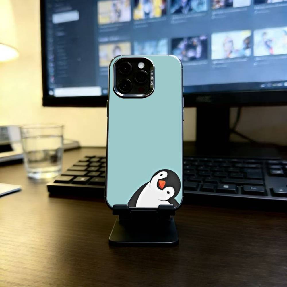 Кавайная милая мультяшная чехол-накладка с пингвином для iPhone 17,16,15,14,13,12,11 Plus,Pro Max,XS,Цветная серебристая внутренняя крышка