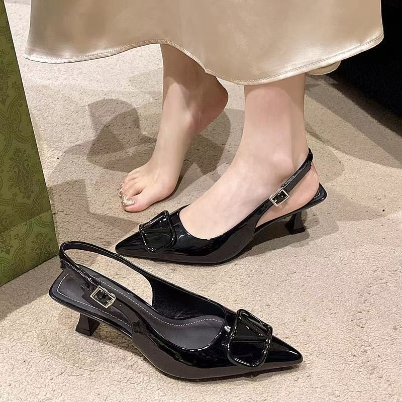 Новый темпераментный светский пустой зад со туфлями на тонком каблуке, французский нюдовый носок-мешок, босоножки на высоком каблуке, женские летние