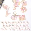 Pink Dream Butterfly 26 Letters A To Z Resin Keychain 26 Initials White Stone Gold Leaf Pendant Keyring Backpack Charm Bag Decor