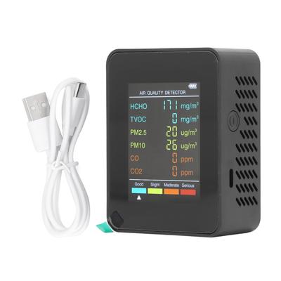 Монитор качества воздуха Портативный ЖК-экран с подсветкой CO2 TVOC HCHO PM2.5 Детектор PM10 с сигнализацией