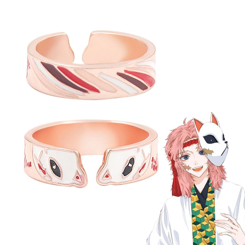 Anime Demon Slayer Ring Kimetsu No Yaiba Kamado Tanjirou Inspired Adjustable Ring For Fans Cosplay Props Jewelry Gift