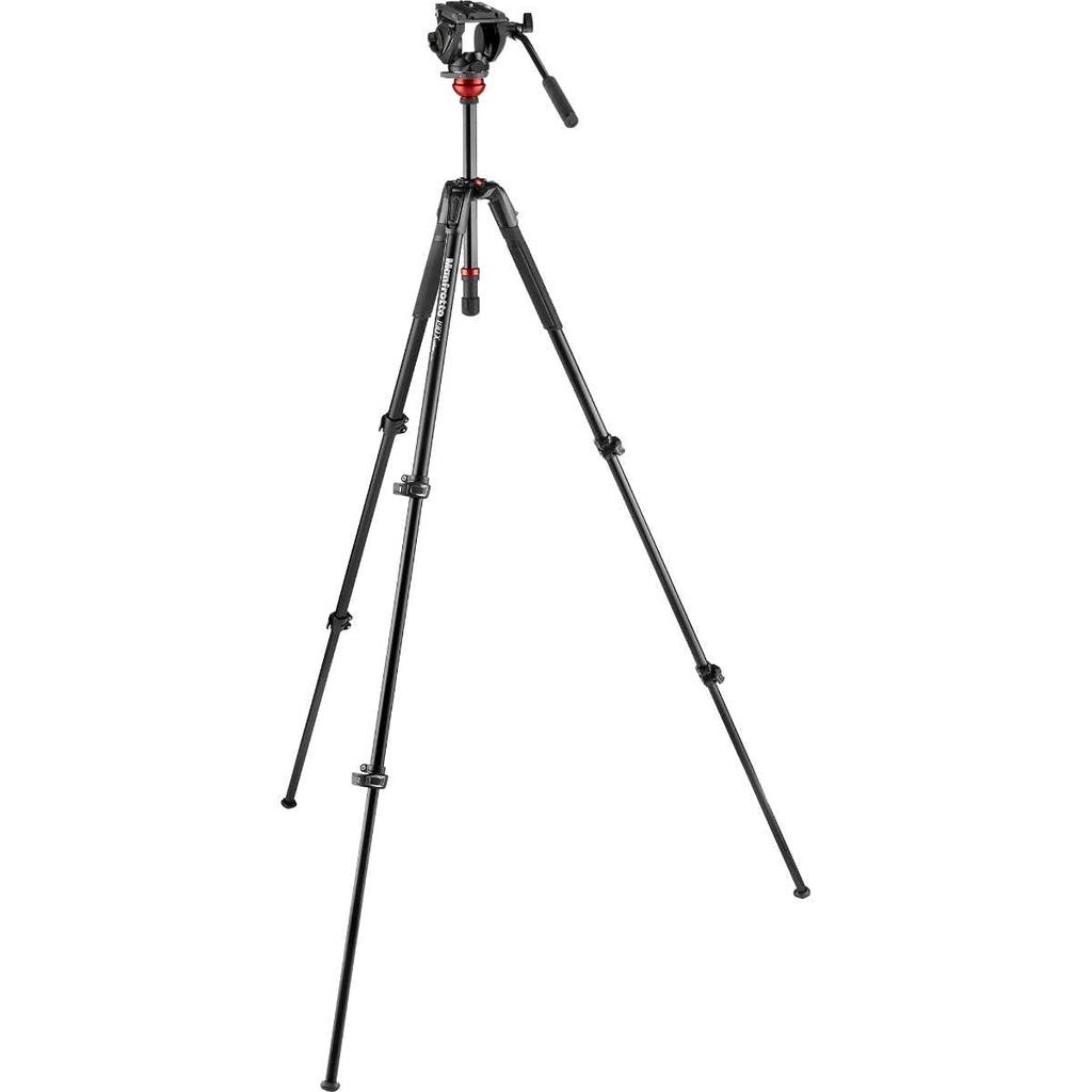 Manfrotto MVK500190XV Video Tripod Head MVH500AH Video Head 190mm Aluminum Tripod with 3 for and Studio Use Kit, + Leveling, Sections, Photography,