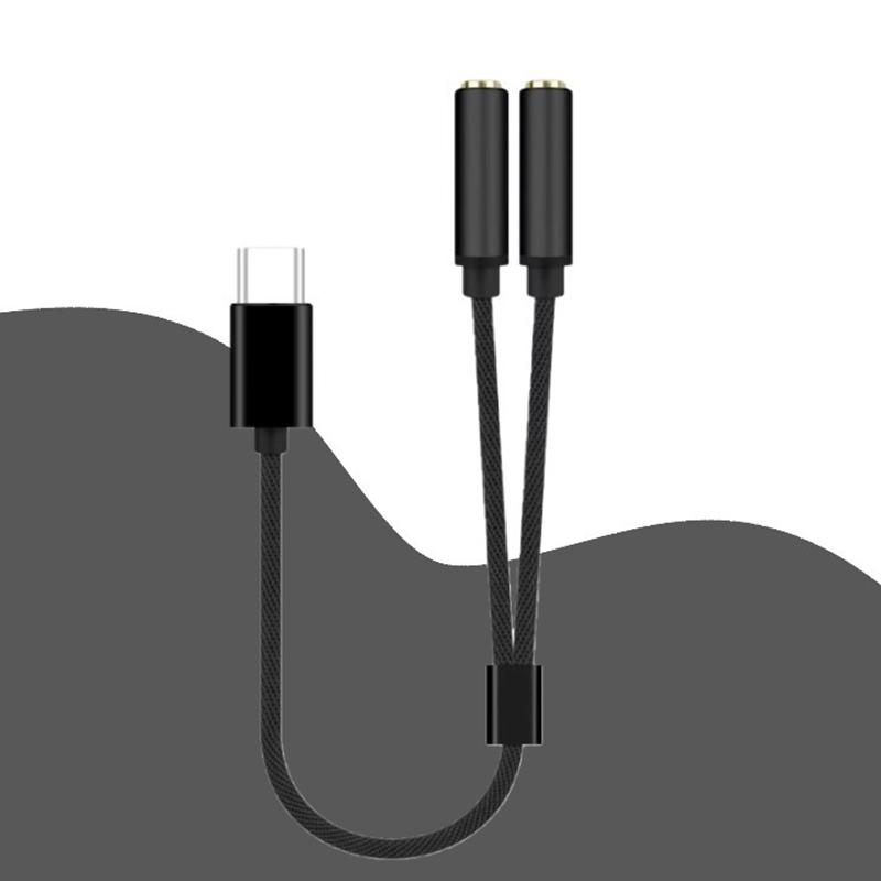 Тип C на два разъема 3,5 мм для наушников USB C на 3,5 мм Aux двойной адаптер для наушников плетеный провод