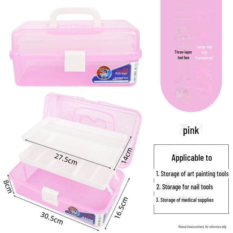 Большая вместимость, 3-слойная прозрачная коробка для хранения художественных инструментов и карандашей