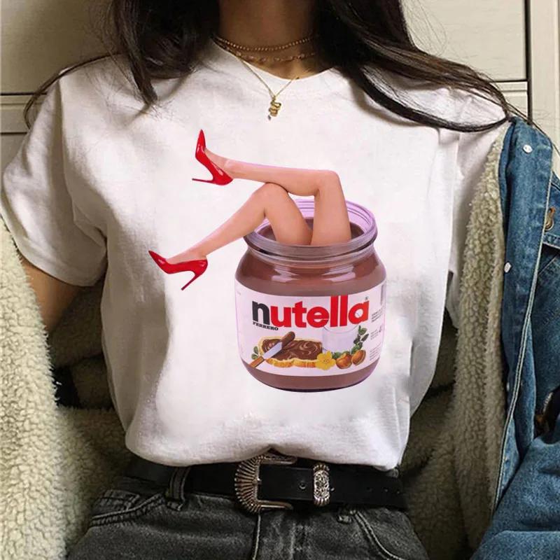 I Love Nutella Kawaii Print T Shirt Women 90s Harajuku Ullzang Fashion T-shirt Graphic Cute Cartoon Tshirt Korean Style Top Tees