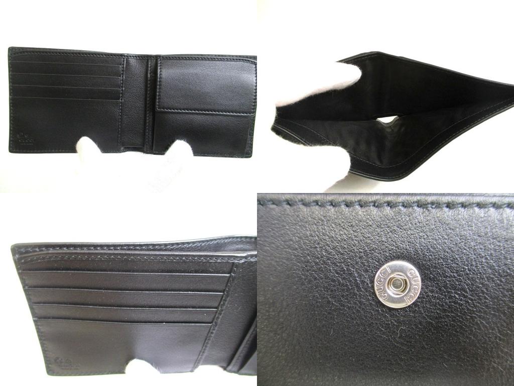 Оригинальный кошелек GUCCI GG Guccissima из черной фирменной кожи, бифолд #a836  Восстановленный