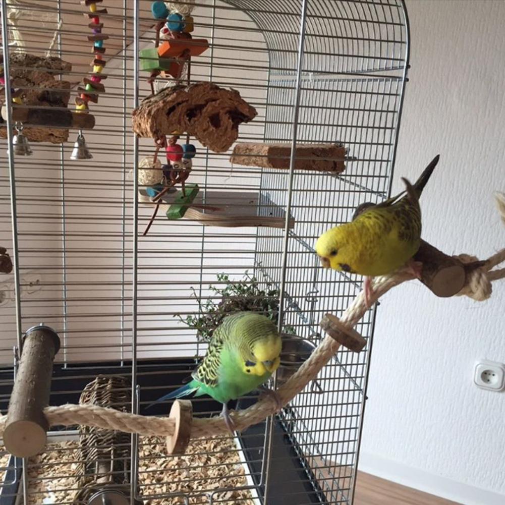 Parrot Wooden Perch Stand Hanging Climbing Hammock Swing Standing Training Toys Cage Accessories