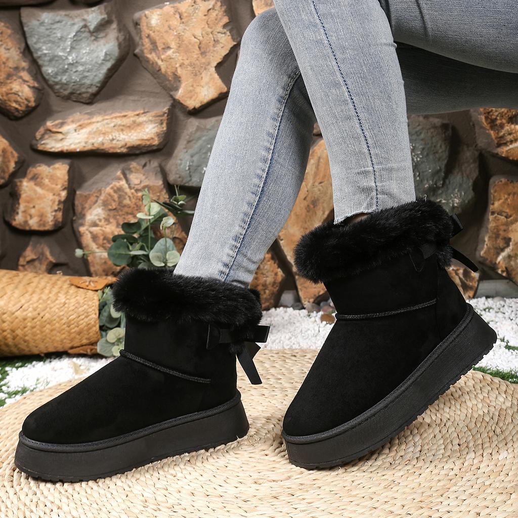 Модные женские зимние ботинки 2025 Зимняя новая мода Плюшевая обувь на платформе Уличные теплые ботинки Женские удобные ретро однотонные женские туфли