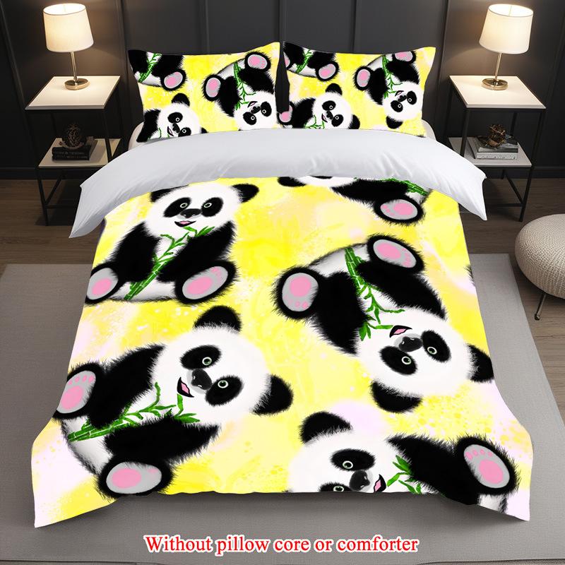 Cartoon Panda Three-Piece 3D Digital Printing Student Dormitory Quilt Cover Manufacturer