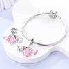925 Silver Pink Ballet Shoes Ballet Set Charms Fit Original Charm Bead Pendent Dangle Bracelet DIY Women Jewelry Gift