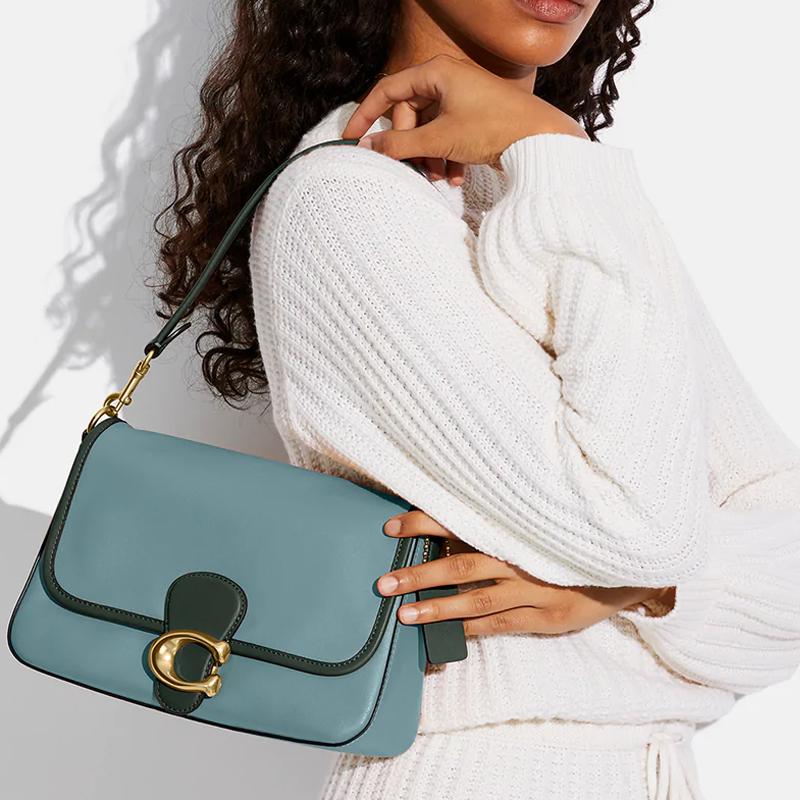 Coach Soft Tabby 26 Color Block Classic C Buckle Leather Handbag Crossbody Bag Shoulder Bag Women handbag Blue C5261-V5O4S