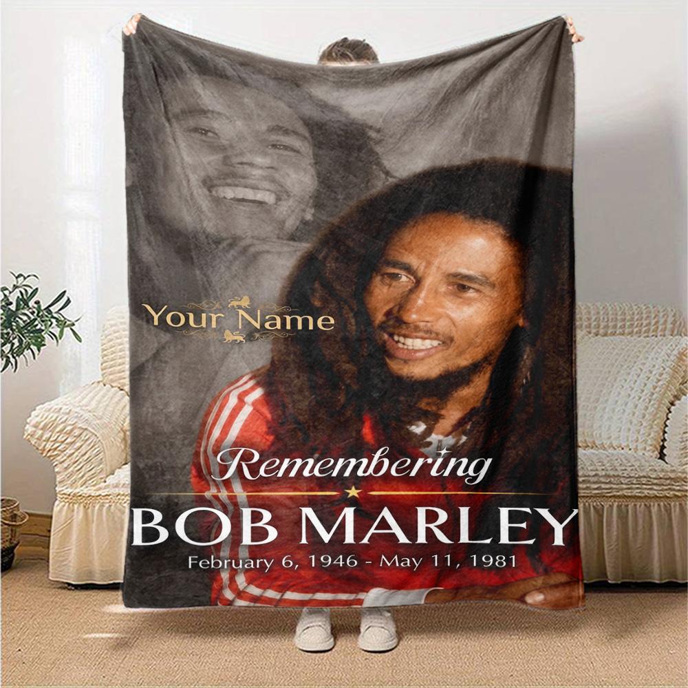 Bob Marley Customize Text Blanket Multi-purpose Personalized Blanket Ultra-Soft Versatile for Bedding Office Nap Livingroom Four Seasons Multipurpose