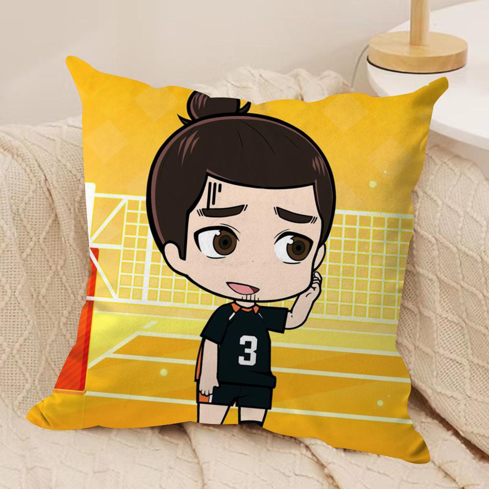 Anime HHaikyuu Cushion Cover Soft Plush Fabric DoubleSided Printed Sofa Cushion Cover for All Seasons Home Decor Gift