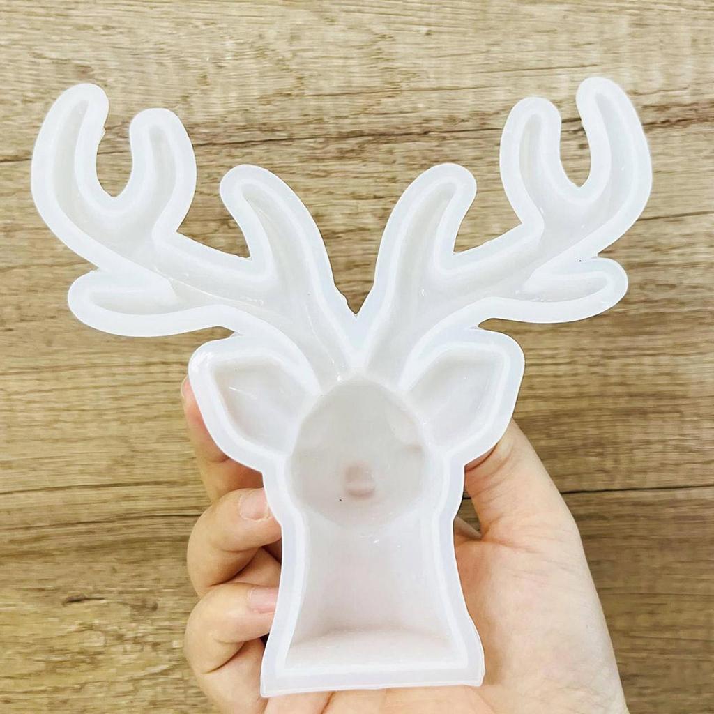 Форма из смолы Голова оленя 3D силиконовая форма для украшения рождественского торта, литья эпоксидной смолы, DIY домашнего декора, форма для изготовления подноса для украшений