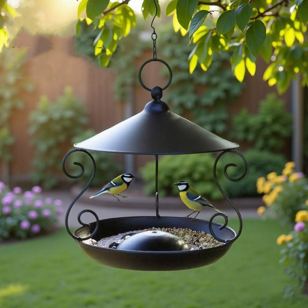 Rainproof Bird Food Dispenser Iron Bird Feeding Tray Garden Decor Bird Feeder  Hummingbird