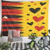 Red and Black Hearts on Yellow Background Pattern Wall Hanging Tapestry Decorative Tapestry Home Decor for Bedroom and Living Room