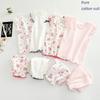 Children's Short-Sleeve Cropped Pants Set - Pure Cotton Baby Girl Home Wear