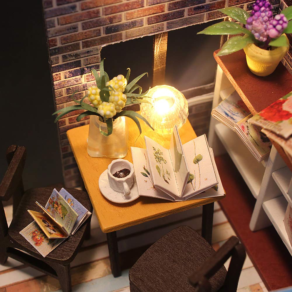 Moin moin кукольный домик миниатюрный набор для ручной работы кофейня с множеством растений кофейня кафе кофе современный средний размер светодиодный светильник 2004DH152