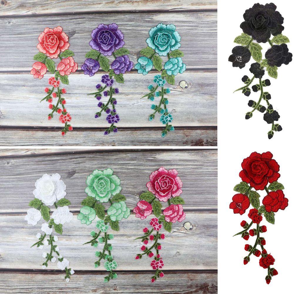 Embroidered Patches Floral Long String Flowers Embroidery Patches Iron On Patch Clothes Sticker