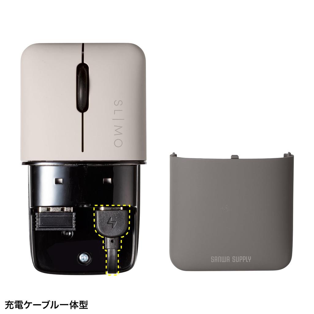 SANWA SUPPLY Бесшумная беспроводная мышь с синей светодиодной подсветкой, тонкая SLIMO/бежевая (перезаряжаемый) MA-WBBS310BG