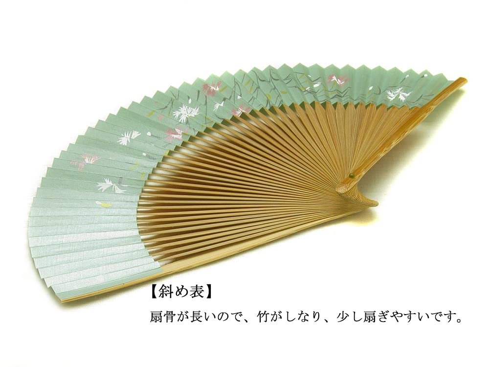 Киото Надэсико, сделанный из бумаги, двойной веер ручной работы, (Светло-зеленый), Женский веер, Япония, Киото, дамы, веер, двусторонний,