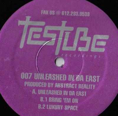 12-дюймовая пластинка ABSTRACT REALITY - Unleashed In Da East TESTUBE007 Testube Recordi 1996 US Танцевальная и Электронная Б/У