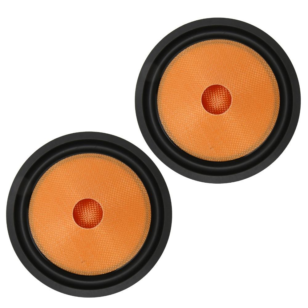 2PCS Orange Paper Speaker Cone Rubber Surround Drum Paper Subwoofer Cone Subwoofer Replacement