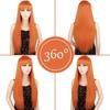 LISI HAIR Синтетические длинные прямые парики с челкой для женщин, парик для косплея оранжевого цвета, 30 дюймов, центральная часть волос, винно-красный цвет