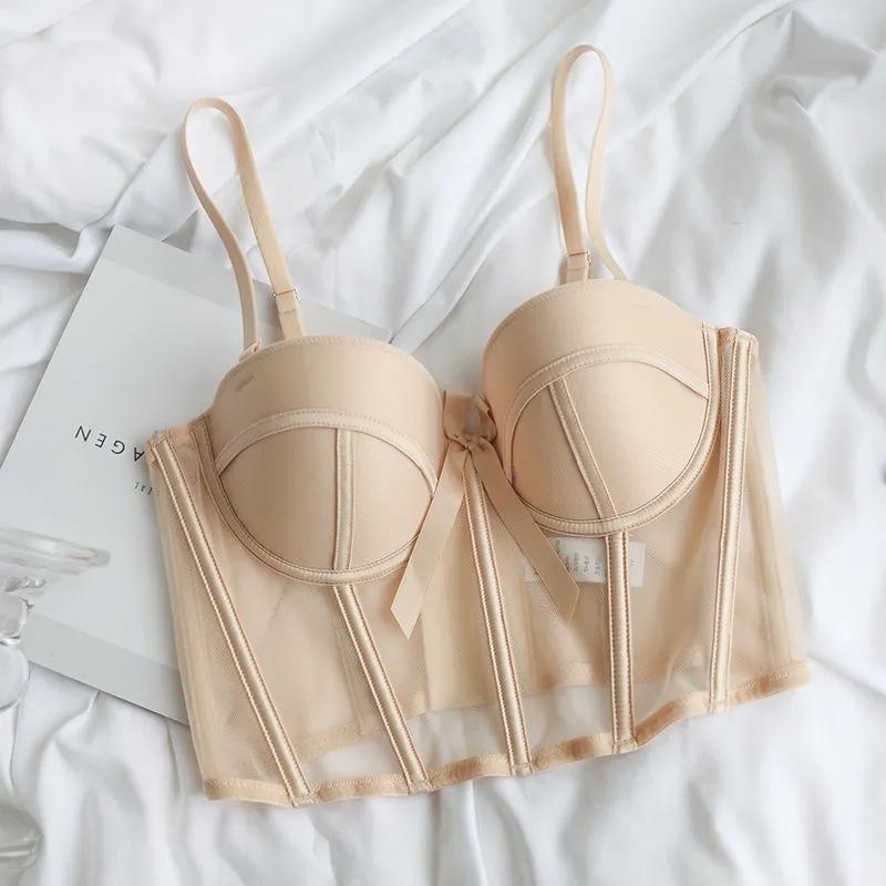 Сексуальная майка для женщин, французский корсет со сборками, регулируемый базовый бюстгальтер, кружевное сексуальное боди, нижнее белье, укороченный топ, кофточки