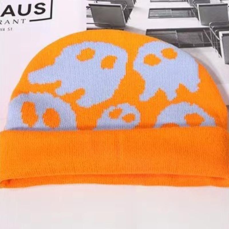 Cute Ghost Knitted Beanies Hat Women Men Autumn Winter Warm Thick Woolen Bonnet Fashion Popular Hip-Hop Cap Halloween Party Gift