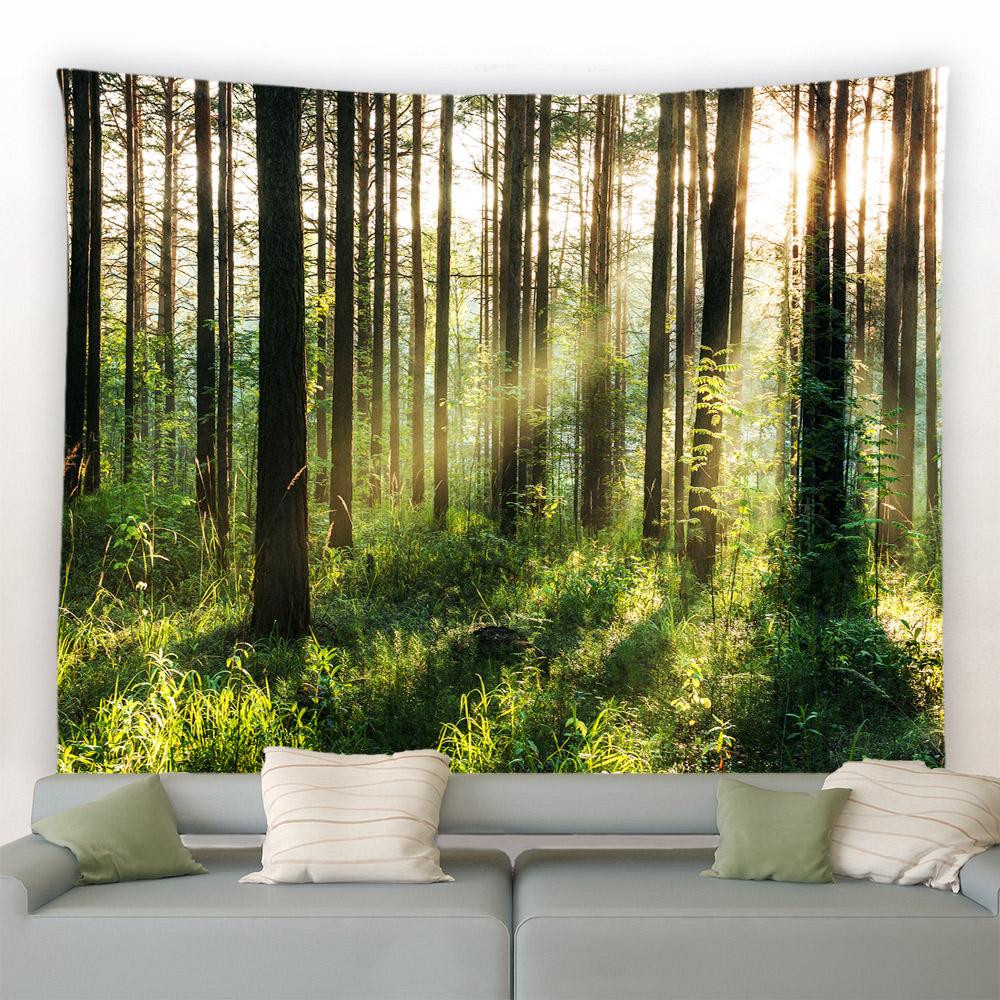 Фэнтези Грибы Цветы Растения Деревья Природный Пейзаж Настенный Гобелен Гостиная Спальня Украшения Тропический Лес Гобелен