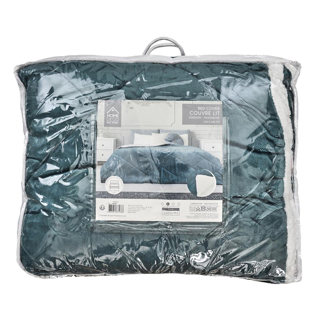 Les Trésors De Lily [A3520] - Фланелевое покрывало из шерпы "Скарлетт" бирюзово-белый - 240x220 см