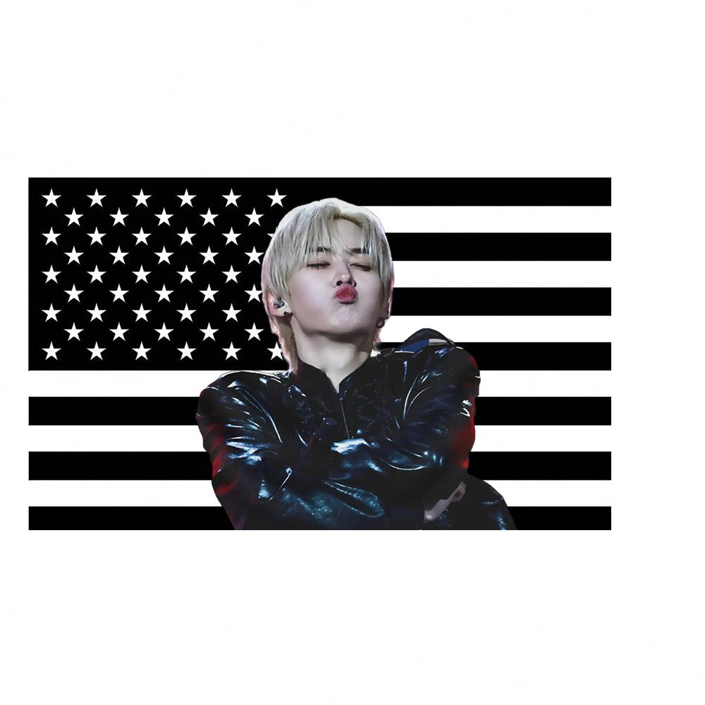 Ли Но Милый Зубастый Рот Американский Флаг Skz Kpop Баннер Общежитие Домашний Декор Гобелен Фанату Подарок на День Рождения