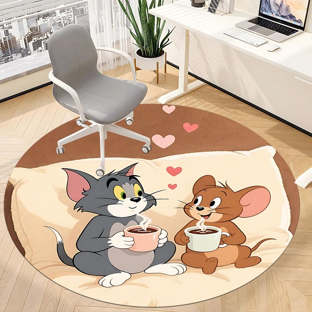 1pcTom Jerry Office Round Area Rug, Indoor Mat Suitable For Office,Bedroom Living Room Home Decor, Room Deco a0928116