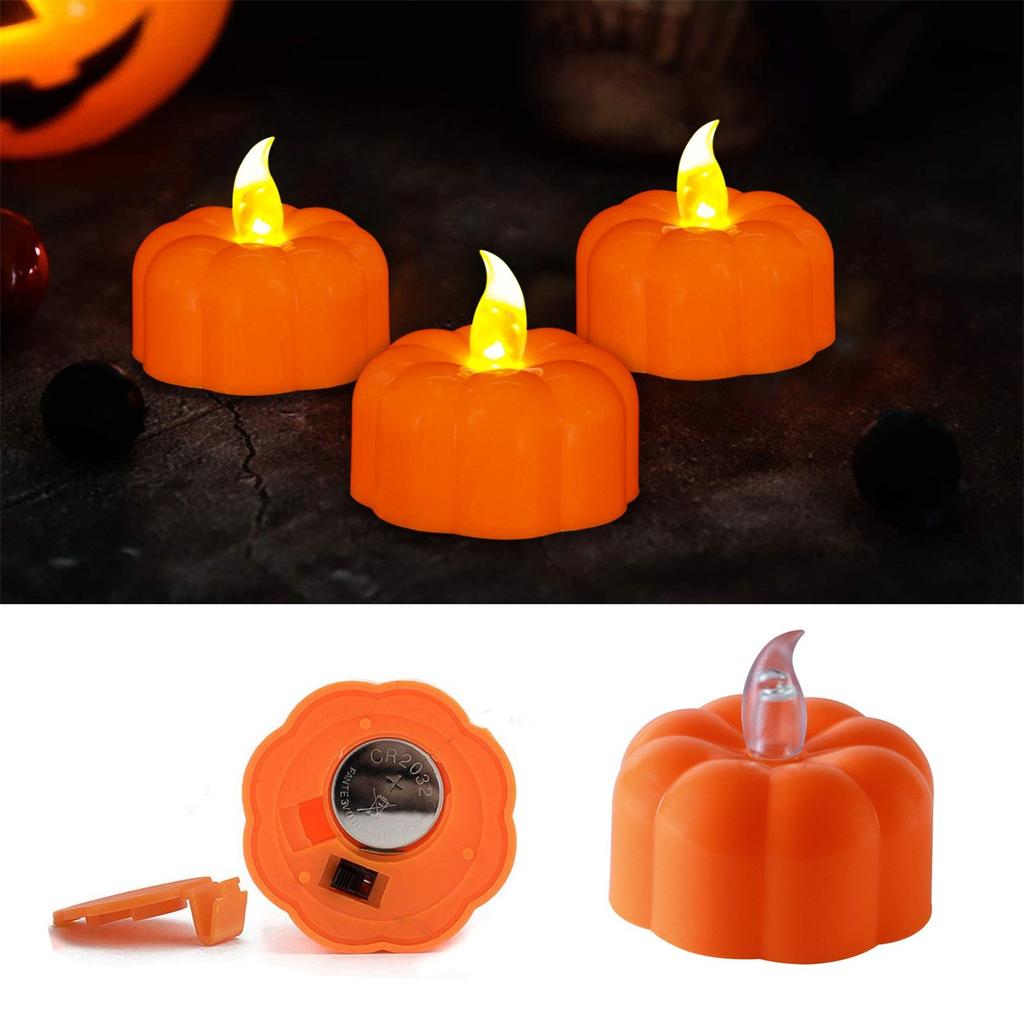 Tea Lights Decorations Fall Decor, 36 /12Pack LED Orange  Lights Flameless Candles Battery Operated, Halloween Thanksgiving Flickering Tealight