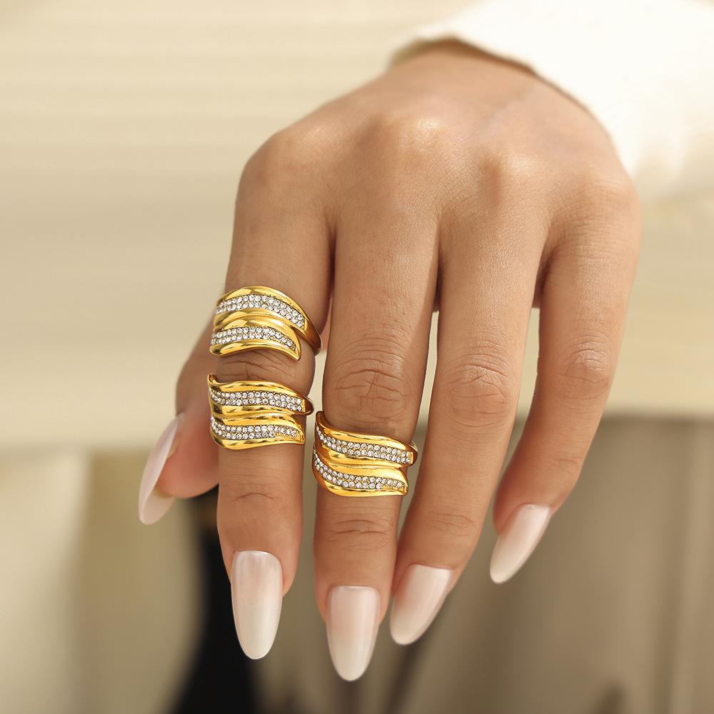 Кольцо с нерегулярными бриллиантами, титановая сталь, покрытая 18-каратным настоящим золотом, ретро-дизайн