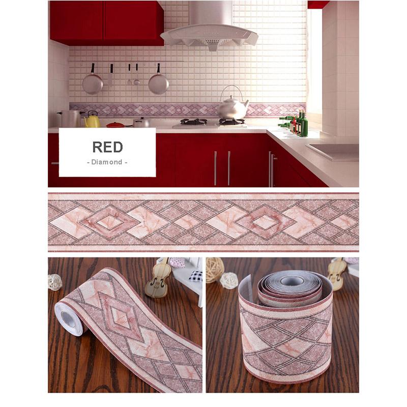 5M Водонепроницаемые обои для талии Туалет Ванная комната Самоклеящиеся плинтусные линии Декор Плинтус Коридор Пол Бордюр 3D Наклейки