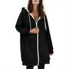 Women's Oversized Zipper Hoodie With Drawstring, Long Sleeves And Fleece Jacket