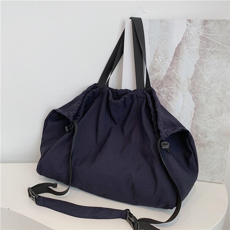 School Bag Japanese Large-capacity Shoulder Bag Fashionable and Lightweight Tote Bag Drawstring Lazy Wind Pleated Messenger Bag Simple Casual Bag