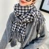 Christmas Scarf Women's 2025 New Winter Plaid Scarf Thickened Tassel Imitation Cashmere Scarf Cold-proof and Warm Shawl