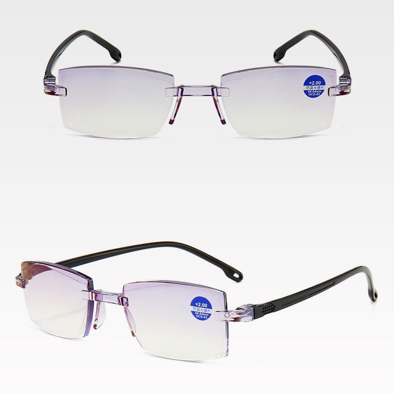 +1,0-+4,0 Мужские сверхлегкие очки для чтения без оправы с защитой от дальнего света, унисекс, антирадиационное стекло