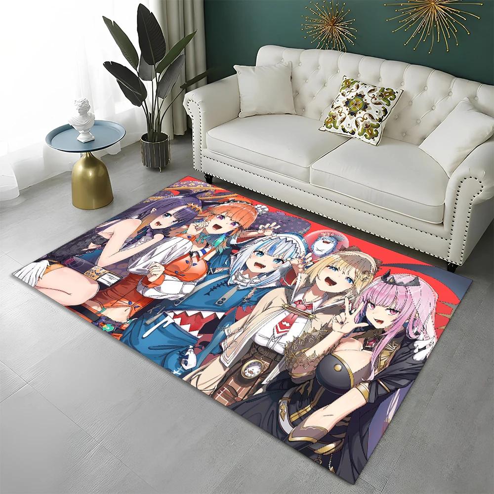 3D Cute Gawr Gura Hololive Cartoon Carpet Rug for Home Living Room Bedroom Sofa Doormat Decor,kids Area Rug Non-slip Floor Mat