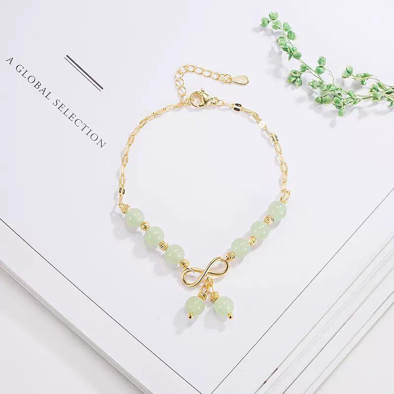 Элегантный женский браслет из нефрита с подвеской в виде вишни и бантиком - Милые, свежие украшения в национальном стиле