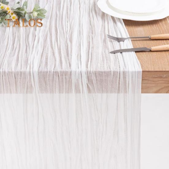 Дорожка для стола на День благодарения, марлевая, в стиле бохо, плиссированная, однотонная, устойчивая к пятнам, многоразовая, для защиты стола, украшение, дорожка для банкета, выпускного вечера