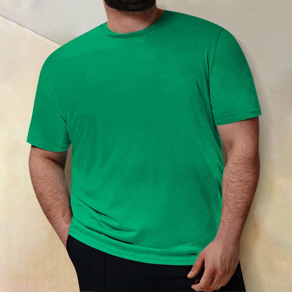 Plus Size Mens Casual Round Neck Solid Color Short Sleeve T-Shirt Blouse Tops