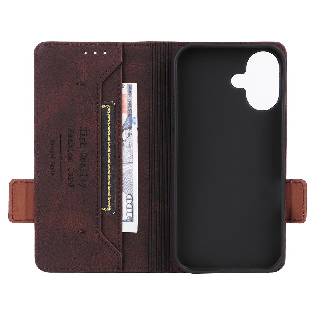 For iPhone 16 Case Hardware Decor Leather Phone Cover Card Holder Slots
