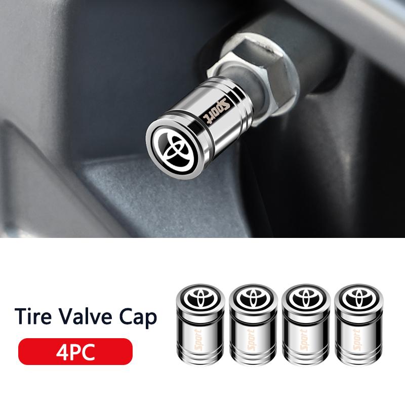 4Pcs Metal Car Wheel Tire Air Valve Cap Stem Cover For Toyota Camry Yaris Hilux Prius Avensis Auris Corolla Decoration Accessory